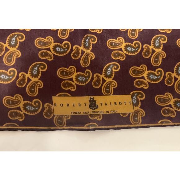 ROBERT TALBOTT Fine Silk Scarf Printed in Italy  - Purple - Semi Sheer - Picture 3 of 9